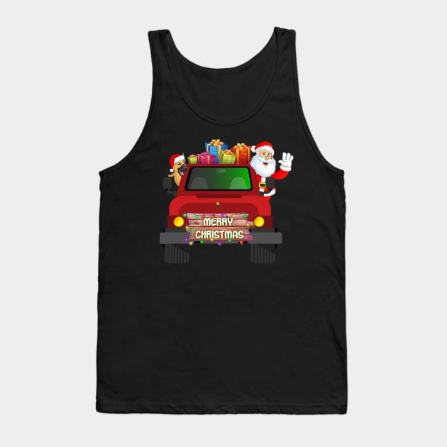 Merry Christmas German Shepherd Santa Claus On Truck Tank Top by EmilyCharlotty
